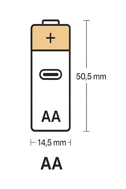 Şarjlı Kalın Kalem Pil AA Şarj Edilebilir Pil 1.5V 2800mWh Lityum-İon Kalın Pil AA 5 Type-C Şarjlı 4