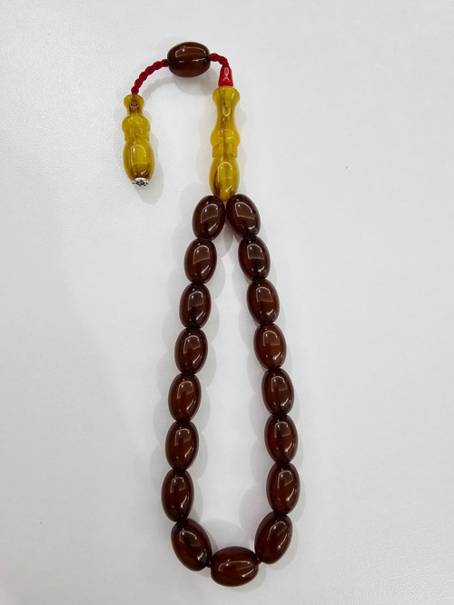 Zeyzun Usta İmzalı Bilek Boy Efe Maskot Sıkma Kehribar Tespih 15 x 11 mm