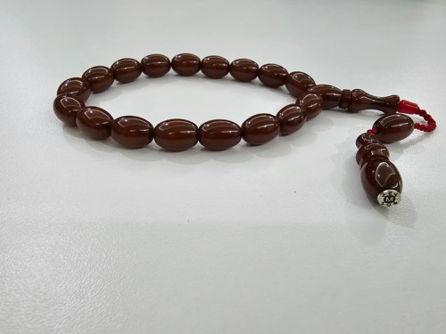 Zeyzun Usta İmzalı Bilek Boy Efe Maskot Sıkma Kehribar Tespih 15 x 11 mm Beyzi Kesim