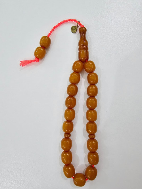 Han Faturan Hasan Ayhan İmzalı Efe Bilek Boy Sıkma Kehribar Tesbih 11 x 12 mm Fıçı Kesim