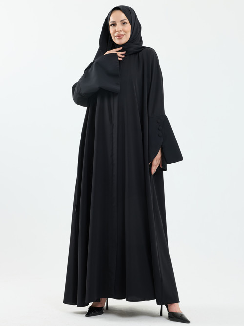 Beyza Şal Hediyeli Dubai Abaya Takım Siyah - 1021