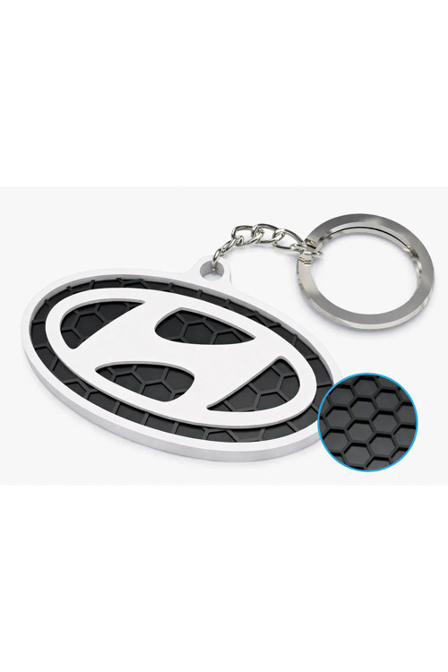 Hyundai Logo Anahtarlık Metal Krom – Petek Desenli Premium Oto Anahtarlığı