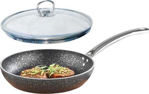 Granit Tava 24 CM Cam Kapaklı