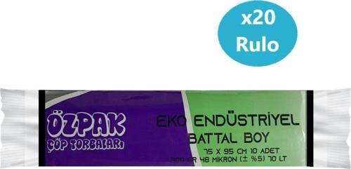Özpak Eko End Battal Boy Çöp Poşeti 75x95cm 20 Rulo 200 Ad 6Kg Siyah
