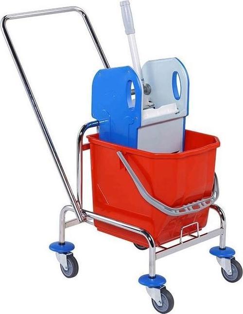 UCTM TK720 Tek Kovalı Krom Taşıyıcı Plastik Pres Temizlik Arabası