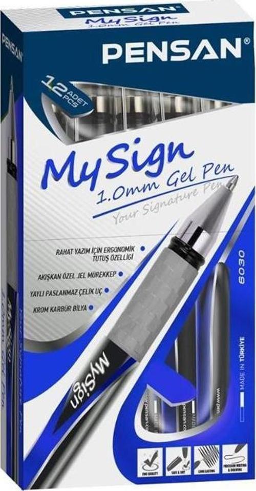 Roller Kalem My Sign Jel Bilye Uçlu İmza Kalemi 1.0 Mm Mavi 6030 12 li Paket