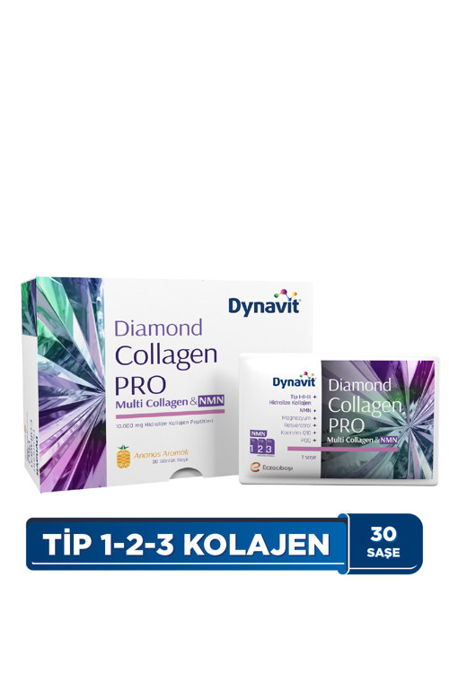 Multi Collagen&NMN (NAD+ Öncüsü) 30 Saşe-Hidrolize Peptit Tip 1&3 Sığır ve Tip 2 Tavuk Kolajeni,NMN