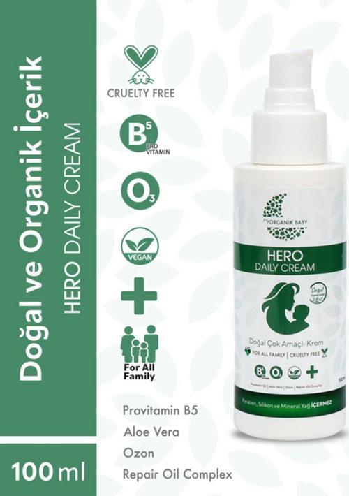 Çok Amaçlı Hero Daily Cream ( Krem)- %99 Doğal Içerik Provitamin B5 Içeriği Anlık Yatıştırıcı 100ml