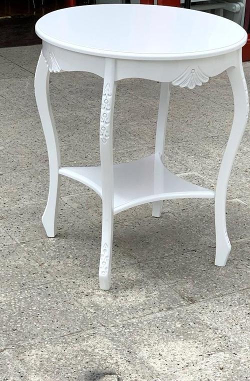 Fiskos 12461 Model Parlak Ahşap Kayın El Oyma Ayak Parlak Beyaz MDF Tabla El Yapım