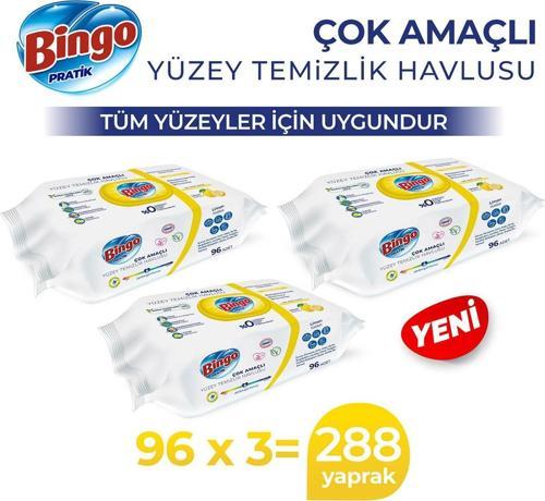 Pratik Yüzey Temizlik Havlusu Limon Kokulu 96x3 (288 YAPRAK)