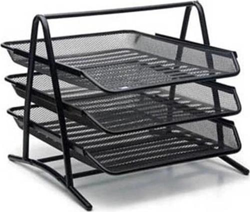 Viva Inox 3 Lü Metal Evrak Rafı Siyah