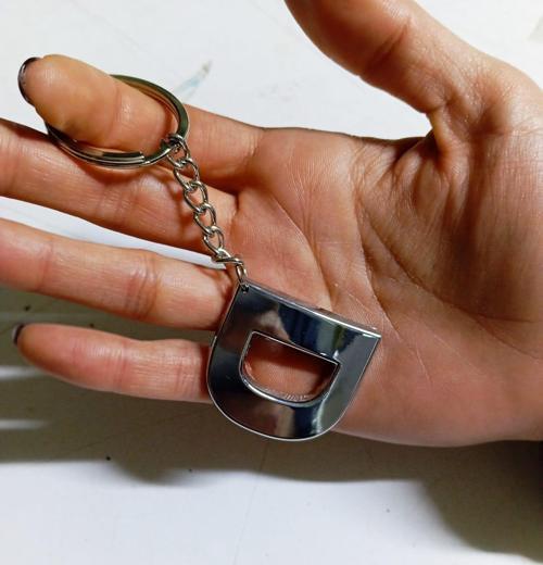 D Harfi Plastik Krom Kaplama Anahtarlık- Harf Çanta Süsü