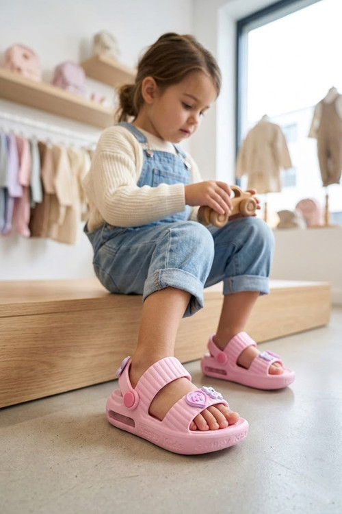 Elit MYS4592 Bebe-Patik Çocuk Emojili Işıklı Sandalet Pembe