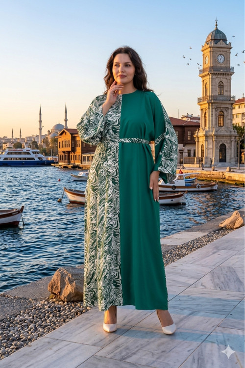 Desenli Garnili Salaş Elbise