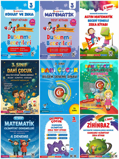 Altın Nokta Yayınları 3.Sınıf Bilsem-Kanguru-Olimpiyat Sınavlarına Hazırlık Seti(9 Kitap)