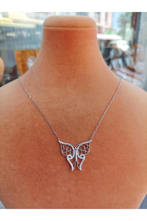 Aşk Kelebek Modeli Gümüş Kolye