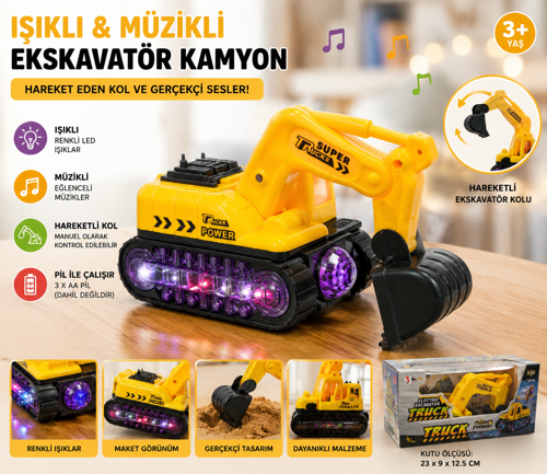 Mini Işıklı ve Müzikli Ekskavatör Oyuncak