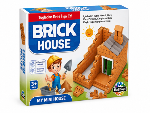 Toys Brick House Minyatür Inşaat Seti 400 Tuğla 250 Kremit 250 Parke Taşı Meral Spatula Harç
