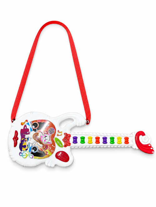 Can-Em Oyuncak 🎸 Mini Müzikli Oyuncak Gitar – Kırmızı Beyaz
