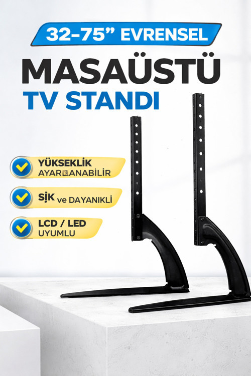 32-75" Evrensel Masaüstü TV Lcd Led Standı Sabit Ekran Yükseklik Ayarlanabilir Şık Dayanıklı Tasarım