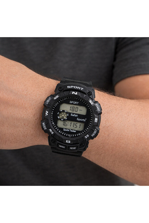 Erkek Su Geçirmez Spor Siyah Alarm Kronometre Şafak Sayar Outdoor Dayanıklı Asker Kol Saati