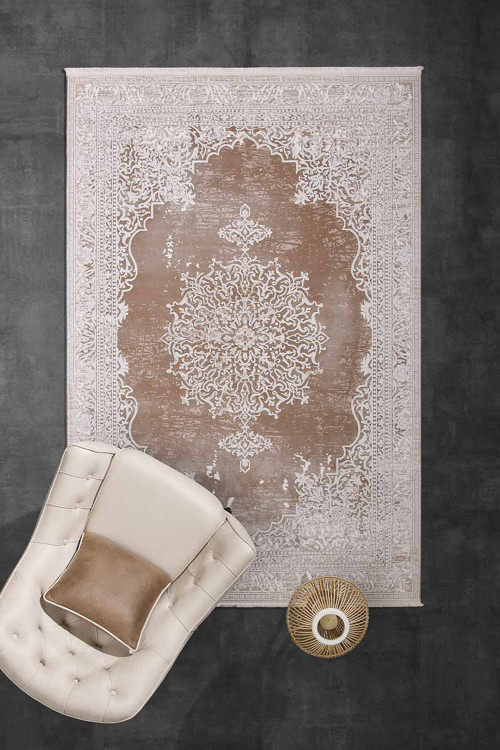 Carissa 11329 Dikdörtgen Akrilik Makine Halısı 160X230 - Kahverengi