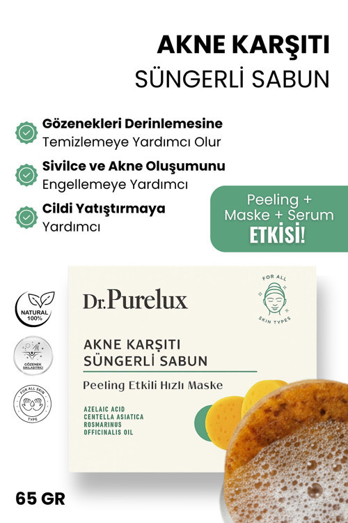 Akne Ve Siyah Nokta Karşıtı Peeling Etkili Süngerli Sabun (Hızlı Maske)