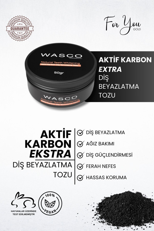 Aktif Karbon Diş Temizleme Tozu 50 Gr Extra Beyazlatıcı Diş Tozu + Nane