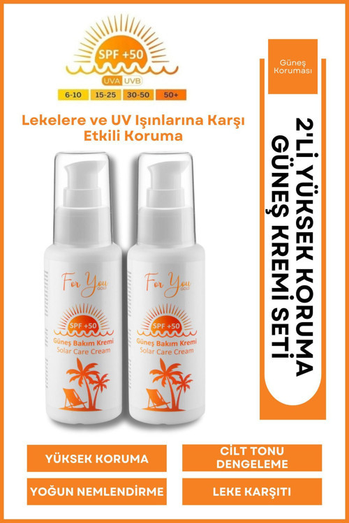 Leke Karşıtı, Yüksek Korumalı Spf50+ Faktörlü 100 Ml Güneş Kremi (2 Adet)