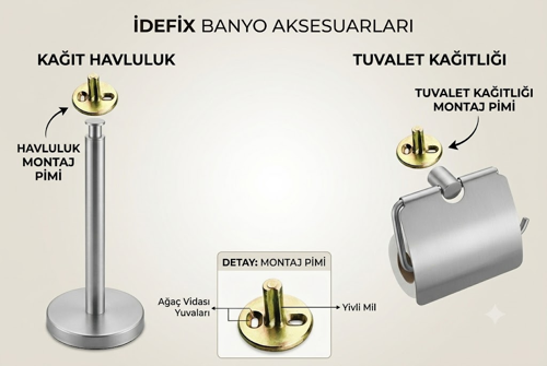 Banyo Aksesuarı Bağlantı Aparatı 2li Havluluk Kağıtlık Montaj Vidasi Seti