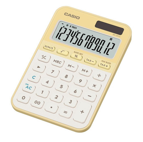 MS-20YC-LY 12 Hane Pastel Sarı Krem Masa Üstü Hesap Makinesi