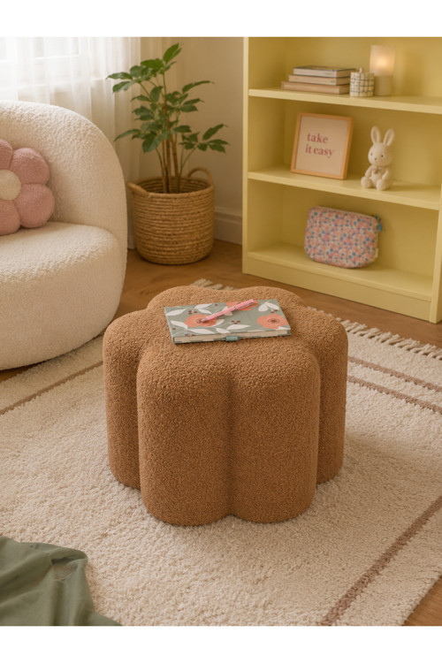 Rahat Oturumlu Papatya Teddy Camel Peluş Puf