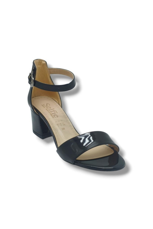 4601-26 Rugan Tek Bant Orta Topuk Fashion Kadın Sandalet(5,5cm)