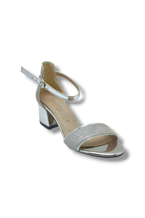 4270-26 Simli Rugan Tek Bant Orta Topuk Fashion Kadın Sandalet(5,5cm)