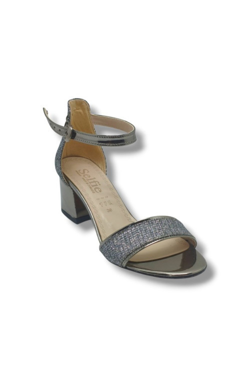 4270-26 Simli Rugan Tek Bant Orta Topuk Fashion Kadın Sandalet(5,5cm)
