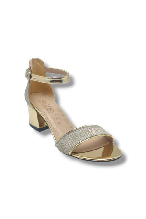 4270-26 Simli Rugan Tek Bant Orta Topuk Fashion Kadın Sandalet(5,5cm)