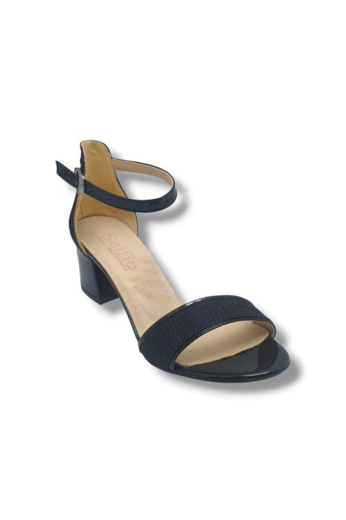 4270-26 Simli Rugan Tek Bant Orta Topuk Büyük Numara Fashion Kadın Sandalet(5,5cm) 41-43