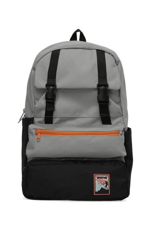 Okul Sırt Çantası (Laptop Bölmeli) Gri- Siyah 1154