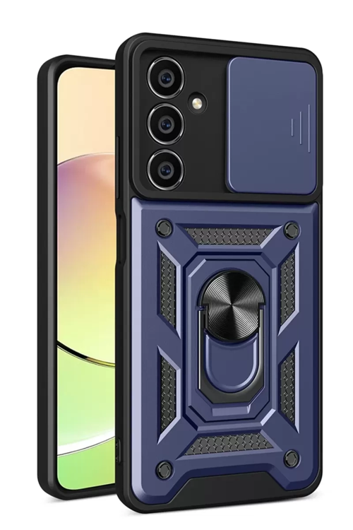 zenvias Mey İthalat® Samsung Galaxy A35 5G Kılıf Pars Lens Yüzüklü Silikon - Lacivert znv203