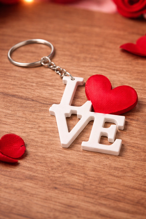 LOVE Yazılı Kalpli Anahtarlık | Romantik Aşk Temalı Anahtar & Çanta Süsü