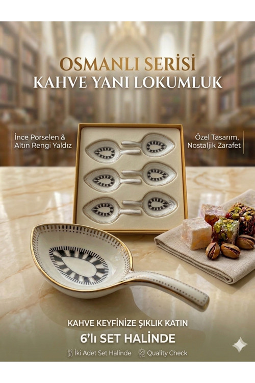 Kosova 6'Llı Desenli Porselen Lokumluk Seti