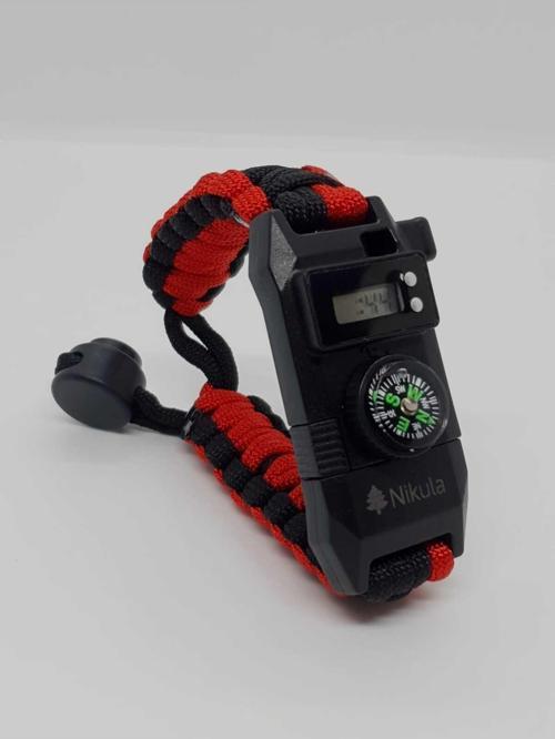 Paracord Dijital Saat Düdük Hayatta Kalma Kamp Bilekliği Kırmızı