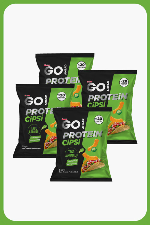 GO AHEAD Protein Cipsi - Taco Aromalı - %20 Protein - 55 gram - 4 Adet
