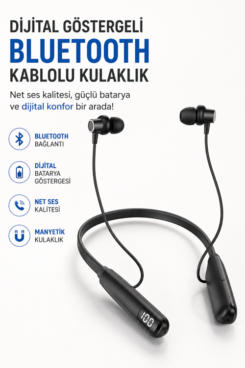 uygun Dijital Batarya Göstergeli Bluetooth Özellikli Boyun Askılı Kulaklık popüler
