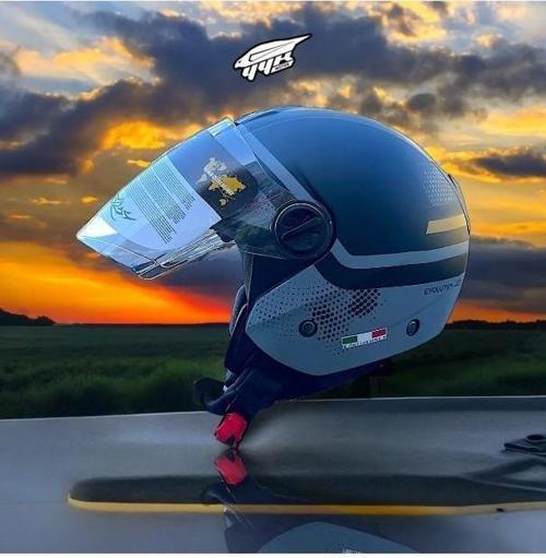 715 Şeffaf Vizörlü Yarım Motosiklet Scooter Kaskı 2XL Beden Gemini Grey