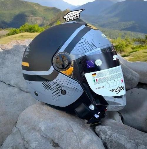 715 Şeffaf Vizörlü Yarım Motosiklet Scooter Kaskı L Beden Gemini Grey