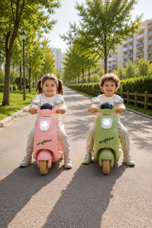 Wespina Akülü 3 Tekerlekli Çocuk Motoru Uzaktan Kumandalı Müzik Çalar 2-6 Yaş Uygun Scooter