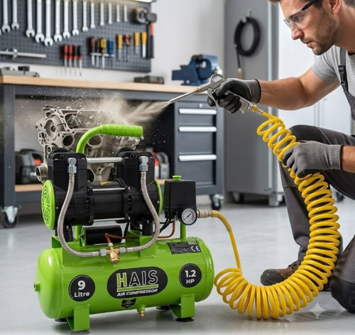 9 Litre Sessiz Yağsız Hava Kompresörü 1.2 HP Yeni Model