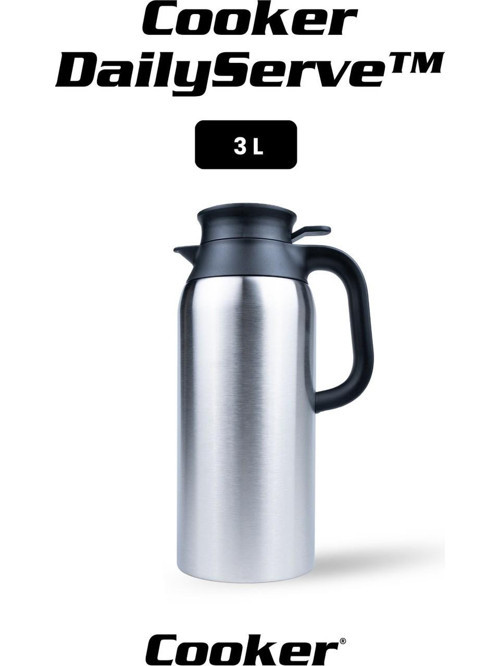 Dailyserve 3 Litre Kulplu Çelik Termos CKR-2125 Siyah