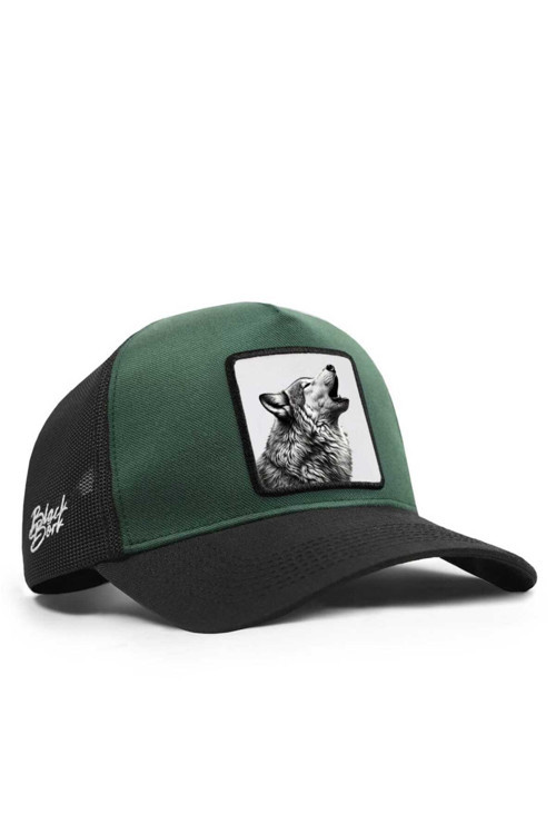 Kurt Logolu Cordura Siyah-Petrol Yeşili Trucker Şapka
